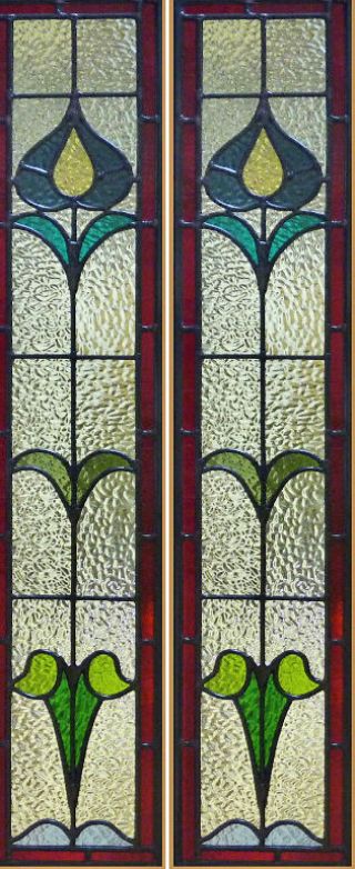 1 Pr Custom Size Art Nouveau Stained Glass Windows