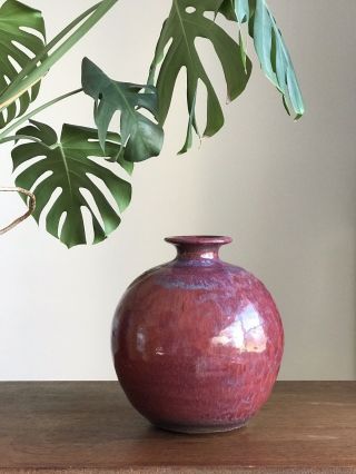 DAVID CRESSEY Earthgender Ceramic Vase Red Glaze Vintage California Modern 70s 3