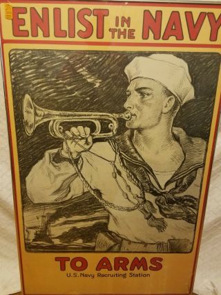 WW1 NAVY RECRUITING POSTER MILTON BANCROFT ENLIST IN THE NAVY AUTHENTIC 10