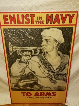 Ww1 Navy Recruiting Poster Milton Bancroft Enlist In The Navy Authentic