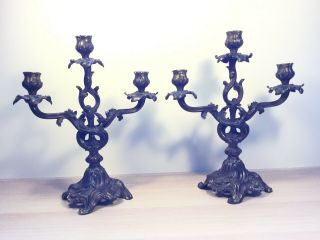 Antique French Rococo Style Candelabra Matching Pair.  (mj625)