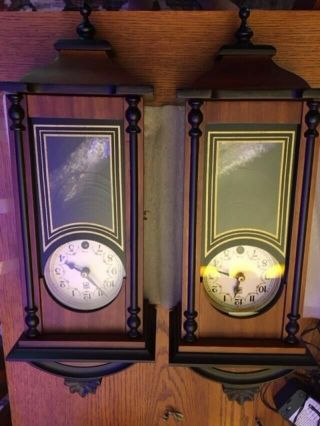 2 Antique Wooden Wall Clocks, .