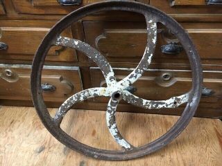 Antique Cast Iron Flywheel Pulley Sprocket Gear Wheel Machine Age Steampunk Part