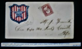 65 Civil War Patriotic - Rare Marseilles C&r I Shield Pmk To Corinth,  Miss