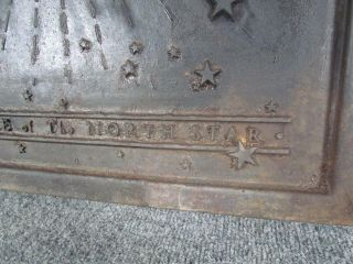 ANTIQUE 1800s VICTORIAN CAST IRON FIREPLACE FIRE BACK,  RULE OF THE NORTH STAR 4