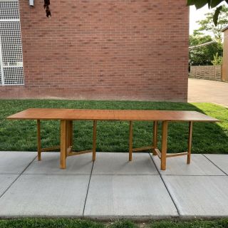 Vtg Bruno Mathsson Swedish Danish Modern Mcm Folding Gate Leg Dining Table