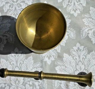 Greece Vintage Solid Brass Apothecary Mortar & Pestle 4 3/8 