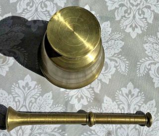 Greece Vintage Solid Brass Apothecary Mortar & Pestle 4 3/8 