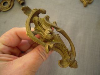 Antique Art Nouveau Brass Door Knob Set,  Bronze handles 10