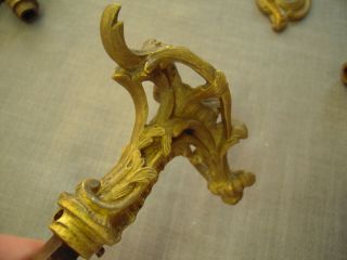 Antique Art Nouveau Brass Door Knob Set,  Bronze handles 8