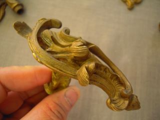 Antique Art Nouveau Brass Door Knob Set,  Bronze handles 9