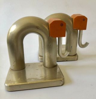 Rare Walter Von Nessen Art Deco Nickel And Bakelite Elephant Bookends For Chase
