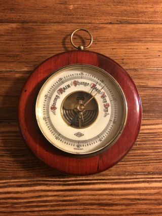 1920’s Antique German Aneroid Barometer Porcelain Face Exposed Movement Germany