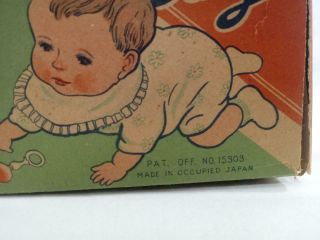 1940 ' s OCCUPIED JAPAN Celluloid Wind Up CRAWLING BABY with Box 7