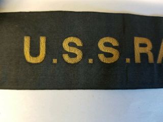 Rare WWII WW2 USS Raleigh CL - 7 1942 Pearl Harbor Hat Tally Ribbon Rare 3