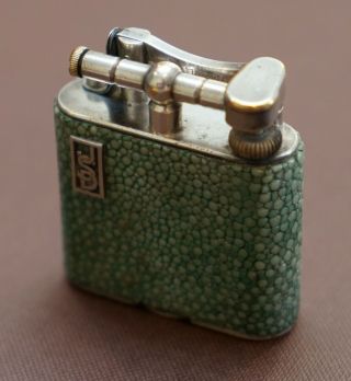 RARE 1930 ' S DUNHILL SHAGREEN LIGHTER PAT NO 390107 MADE IN ENGLAND ART DECO ERA 4