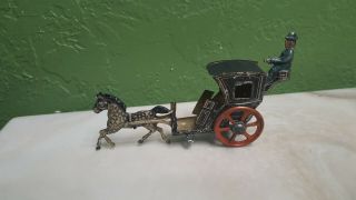 Meier Tin Litho Prewar Horse Drawn Cab Paint Look Old Antique Toy