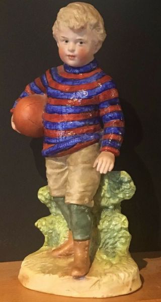 Rare Heubach Figurine Rugby / Football Boy German Bisque Figure 4