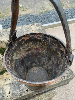 Stunning Rare Antique Early 19th Century Leather & Copper Fire Bucket Naval Army 3