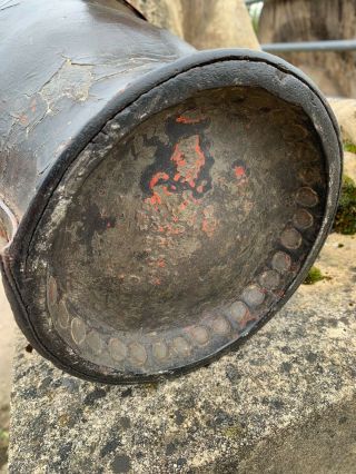 Stunning Rare Antique Early 19th Century Leather & Copper Fire Bucket Naval Army 7
