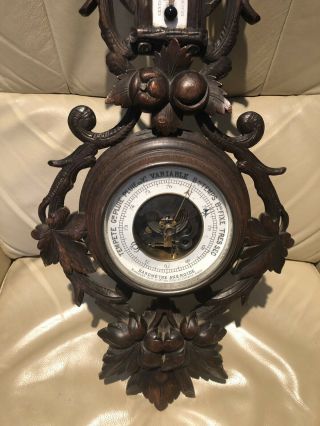 Antique French Radiguet Hand Carved Barometer,  black forest Style,  1870 - 1900 4