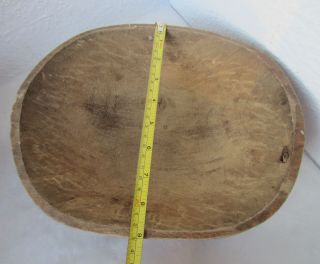 antique primitive hand - hewn carved wooden trencher dough bowl,  wood 4