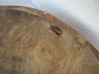 antique primitive hand - hewn carved wooden trencher dough bowl,  wood 6