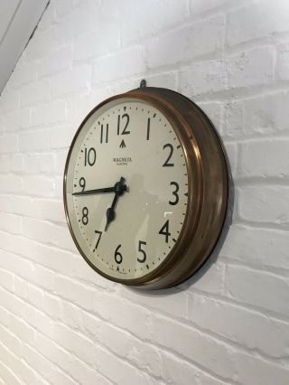 21” HUGE 1930’s Magneta Copper Industrial RAF Factory Wall Clock Station Antique 9