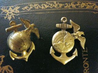 2 VINTAGE U.  S.  MARINE CORPS EAGLE GLOBE ANCHOR 1SCREW& LAPEL PIN 3