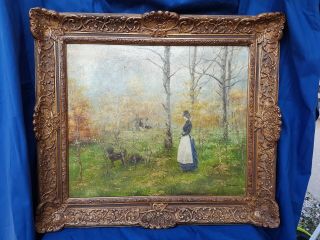 Antique French,  Oil Painting Impressionist Landscape,  20th Century
