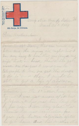 1864 Civil War Soldier Letter Brandy Station Va 119th Pa Patriotic Stationery
