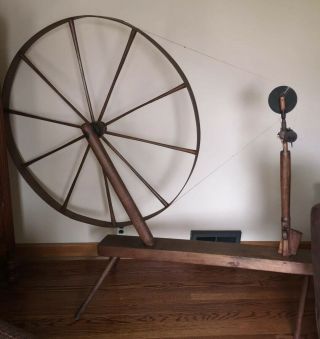 Antique Spinning Wheel Wood Walking