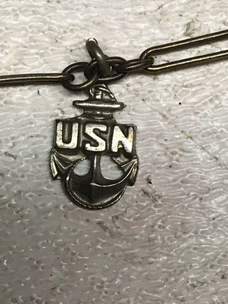 Vintage Sterling Silver Marked Charm Bracelet U.  S.  Navy— Wwii Battleship