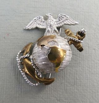 Vtg Usmc Eagle Globe Anchor Sterling 10k Pin Brooch Marine Corps Ww2
