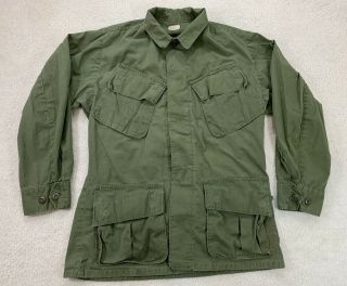 Vtg Rip Stop Poplin Og 107 Military Coat Shirt Vietnam 60s 1968 Mens Small Short