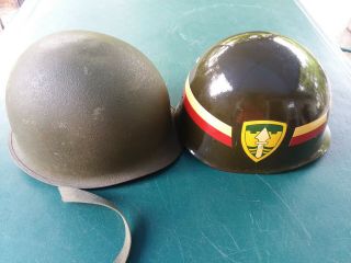 Vietnam Era M - 1 Steel Pot Helmet With Liner 169th Mp