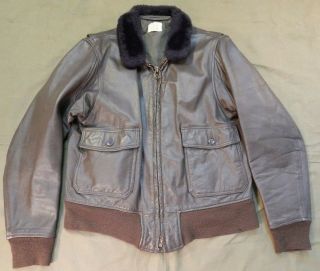 U.  S.  Navy,  G - 1 Leather Flight Jacket,  U.  S.  N.  Issue,  1977 Date,  Sz 44,  Great Cond