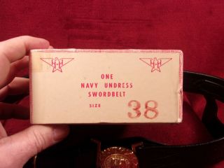 1950 ' s Hilborn - Hamburger US Navy Undress SwordBelt and Hanger,  Size 38 NOS in Bo 2