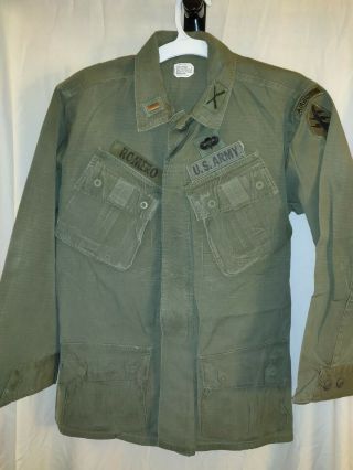 1969 Special Forces Vietnam Jungle Fatigue Slant Pocket Jacket Us Army Og 107