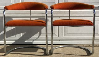 2 Mid Century Modern Thonet Anton Lorenz Chrome Chairs