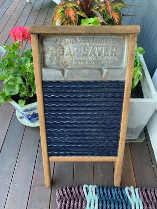 Soap Saver National Washboard Co.  Wood & Blue Enamel No.  197 Rustic Laundry