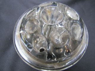 Art Deco Glass Enamel Etch 4 Piece Console Set Bowl,  2 Candlesticks,  Flower Frog 10