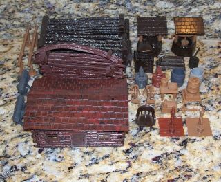 Bachmann Plasticville Log Cabin Rustic Fence Frontier Pioneer Outpost & Access.