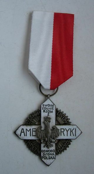 Polish Poland Wwi Haller Army American Soldiers Medal Cross 2nd Type