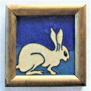 Flint Faience Rabbit Tile Easter Bunny Art Deco Era Pottery Paperweight Vintage