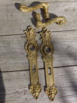 Vintage / antique brass door handle with brass covers project 01 - 09 5