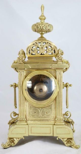 Antique French Mantle Clock Rare Bronze Cubed Shape 8Day 1880 ' s Bell Striking 11