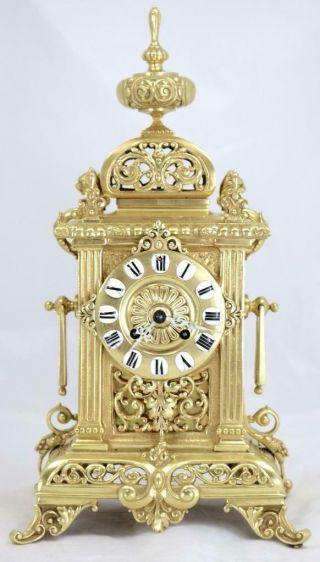 Antique French Mantle Clock Rare Bronze Cubed Shape 8day 1880 