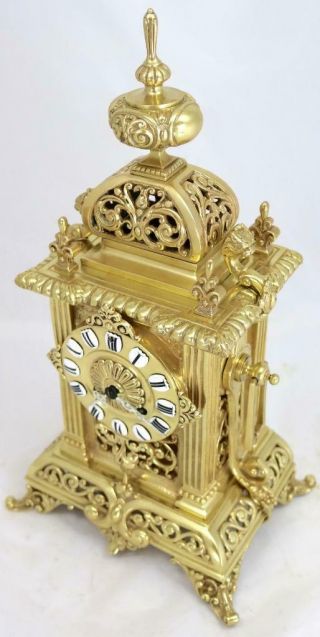 Antique French Mantle Clock Rare Bronze Cubed Shape 8Day 1880 ' s Bell Striking 5