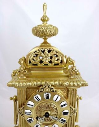 Antique French Mantle Clock Rare Bronze Cubed Shape 8Day 1880 ' s Bell Striking 6